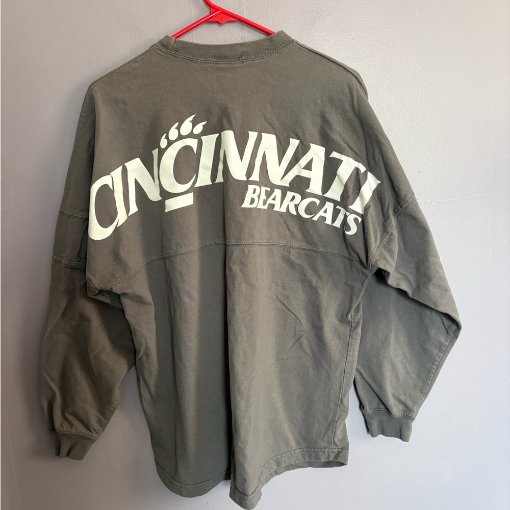 UC University of Cincinnati Bearcats grey spirit jersey long sleeve shirt Size S